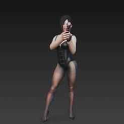 SEXY BUSTY MILF ADA wong in black stockings standing SECRETARY NSFW CURVY BBW GIRL