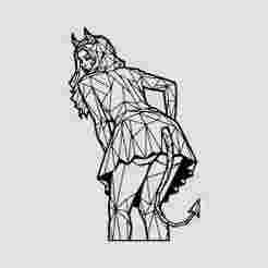 Sexy Devil Woman Bent Over Line Art Wall Art - V2