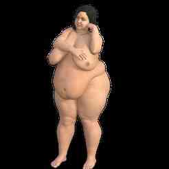 sexy happy fat woman thinking