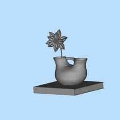 Single lotus flower ornament on a tree, miniature scene model