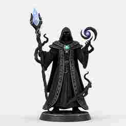 Sinister Arcane Warlock with Mystical Staff - Fantasy RPG & Wargaming Miniature 3D Print STL