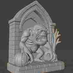 Spooky Monster in Gothic Niche - Halloween Bookend / Book Nook 3D Model!