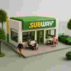 subway fast food diorama for 1/64 cars hotwheels