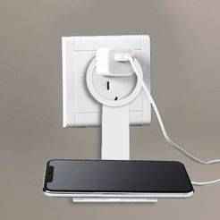 Suporte de Parede para Carregar Celular – Compatível com iPhone | Design compacto para tomadas