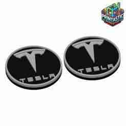 Tesla Cup Holder Insert – 70mm 3D Printed Logo Cap