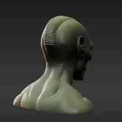 Textured Alien Commander Headsculpt - Durable Matte Plastic Style - 1:12 Scale Custom Figure Upgrade