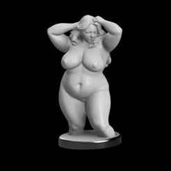 3D Standing Nude Chubby BBW Woman Statue (V2)