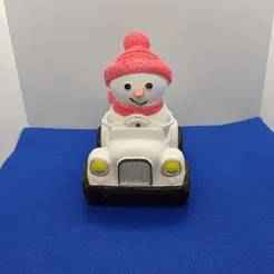 Snowman in a car