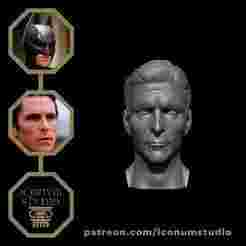 Christian Bale as Batman (Masked & Unmasked) Printable Bust STL & OBJ