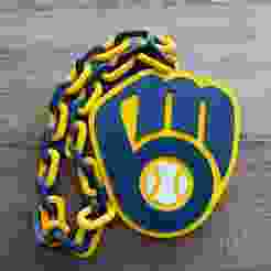 Milwaukee Brewers Logo Oversized Necklace, Pendant Chain