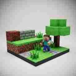 Minecraft Land STL 3D Model – Pixelated Block Terrain for Printing