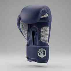 Navy Blue Boxing Glove with White Mesh Accents