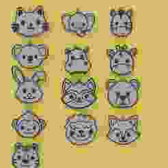 Pack of 13 key rings, various animals for children