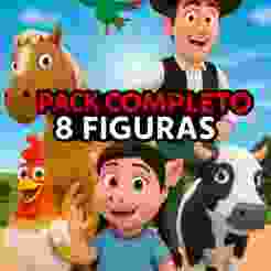 Pack of Zenon's Farm figures (Man, cow, horse, parrot, rooster, chicken, pig and wolf).