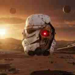 Stormtrooper Skull Helmet 3D Model Solid STL File Sci-Fi Statue Ready for Printing Without Supports