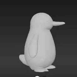 Stylized Matte Penguin 3D Model | Smooth Black & White Desktop Animal Print