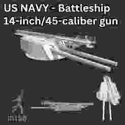 US NAVY - 14-inch/45-caliber Battleship Gun Turret With Aircraft Catapult
