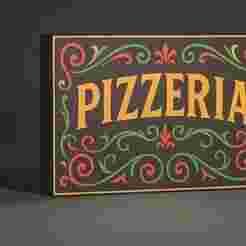 Pizzeria Lightbox - Illuminated Porteño Fileteado Porteño Poster | Vintage Decoration 3D Print Buenos Aires Argentina