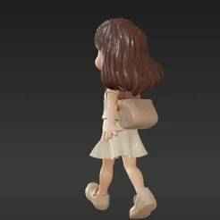 Playful Cartoon Explorer Girl in Walking Pose – Multi-Part STL Figure