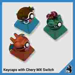 Pokemon keycaps pokeball - Charizar, Venusaur, Blastoise