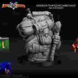 Dwarven Travelling Merchant Miniature - pre-supported