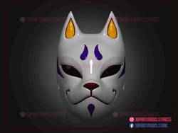 Japon Kitsune Tilki Maskesi - Oni Samuray - Şeytan Avcısı