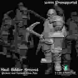 Human Death Knight - Skull Soldier Armored Pickaxe and Lantern Close Face