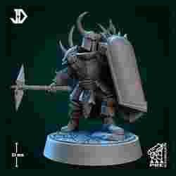 Warrior of Chaos - F - Warrior with warpickaxe and shield - Pre-Supported